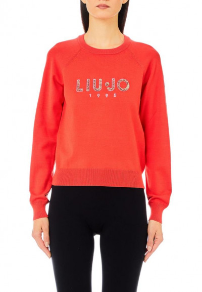 Maglia con logo e strass Liu Jo