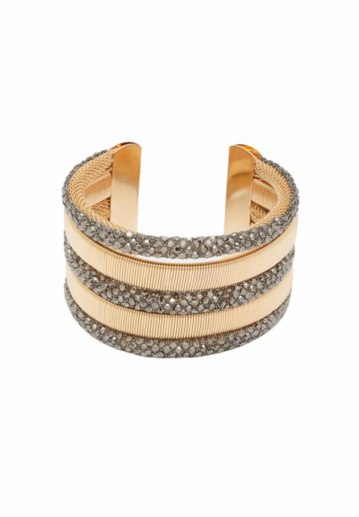 BRACCIALE BANGLE ORO PIETRE NERE NALI'