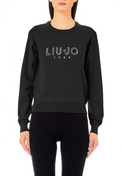 Maglia con logo e strass Liu Jo