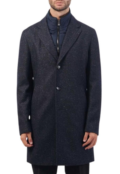 Cappotto slim fit in tweed con...