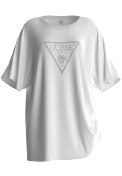 T-shirt Guess oversize con logo in...