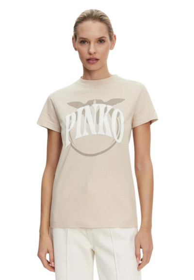 T-shirt logo e uccellini PINKO